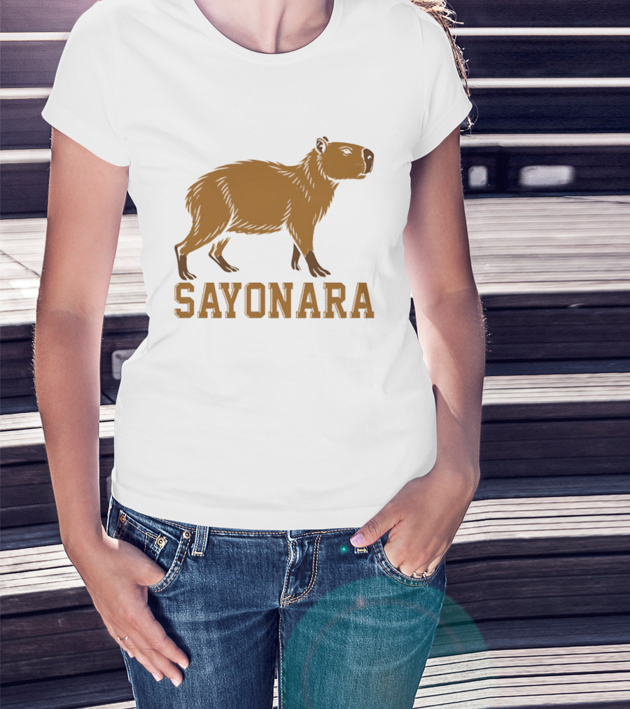 Sayonara Capybara Brown Rodent Farewell T-Shirt