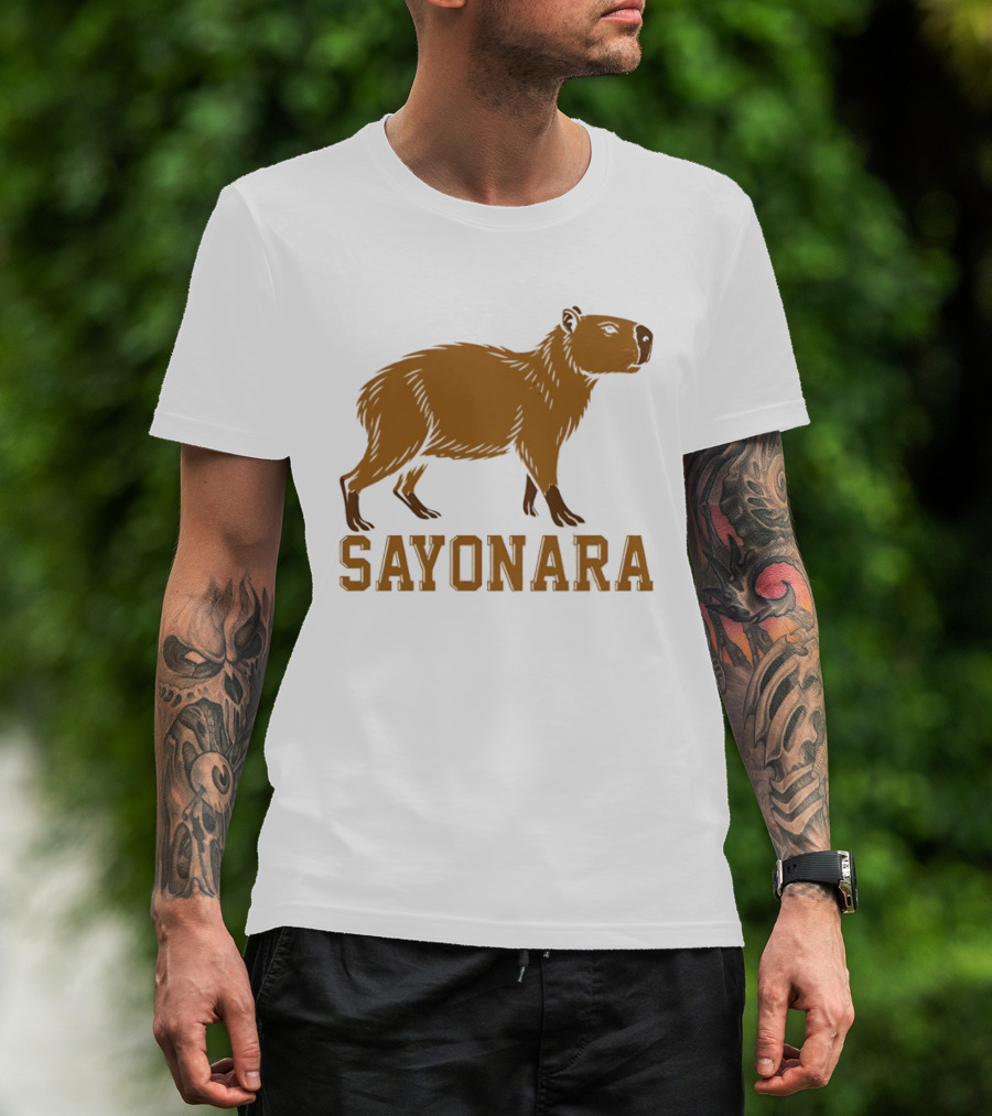 Sayonara Capybara Brown Rodent Farewell T-Shirt