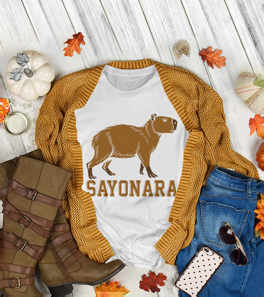 Sayonara Capybara Brown Rodent Farewell T-Shirt