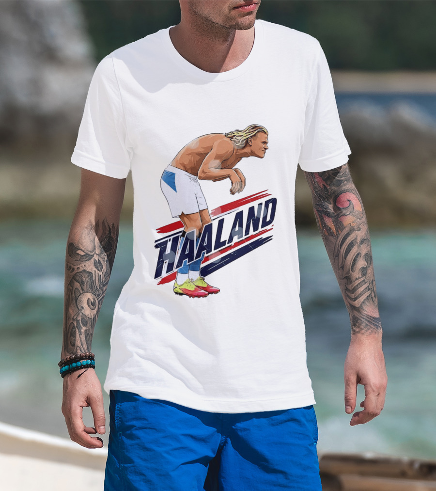 Erling Haaland Celebration Pose With Norway T-Shirt