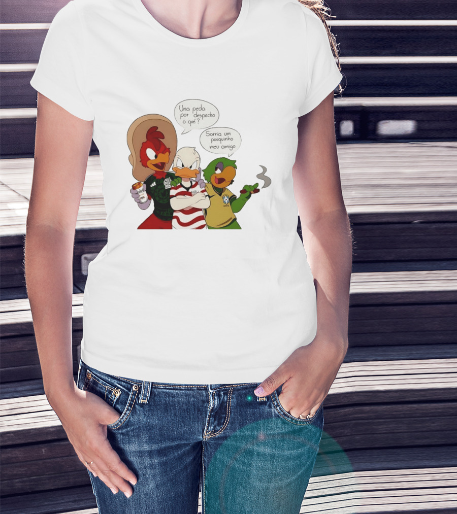 The Three Caballeros Panchito Pistoles Donald Duck José Carioca México USA Brazil Jerseys Soccer Fan Collection T-Shirt