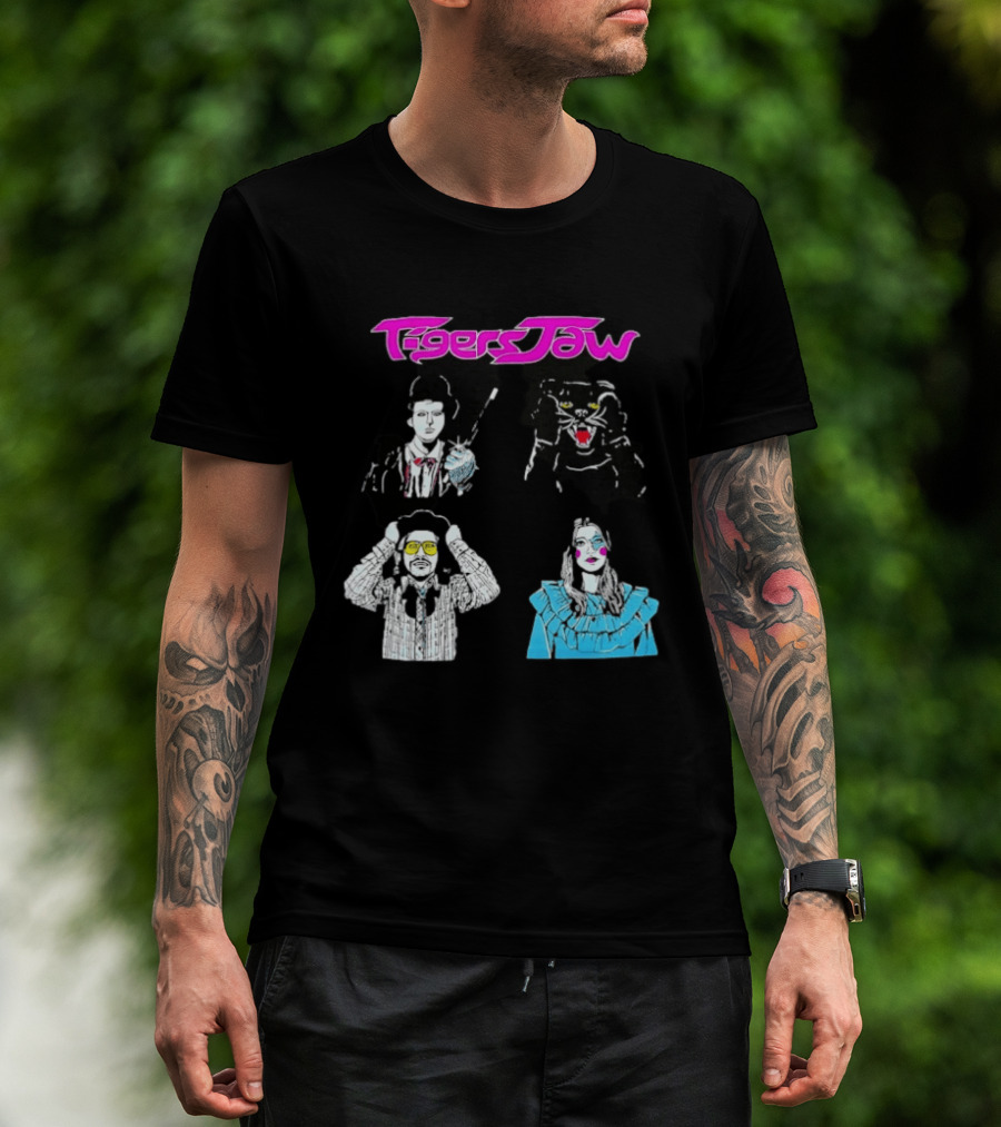 Tigers Jaw Band Members Indie Rock Retro Style Illustrated Portraits T-Shirt