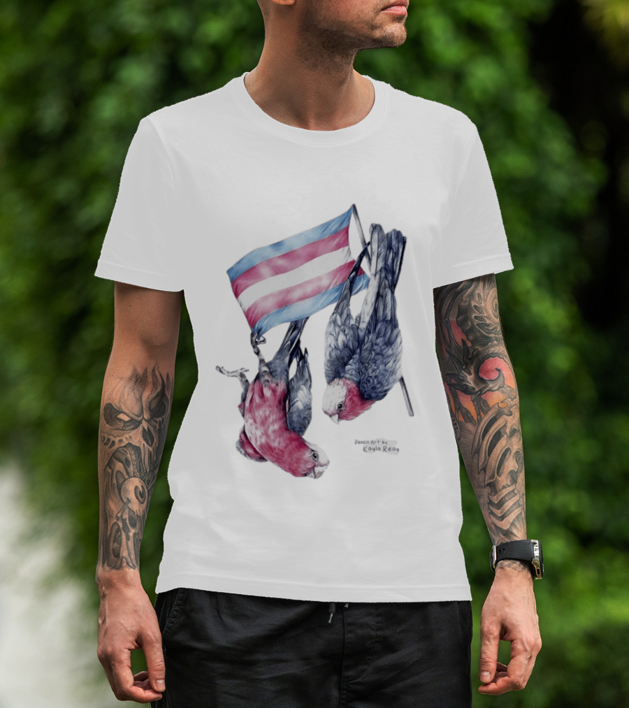 Trans Pride Flag Galah Parrots By Kayla Reay T-Shirt