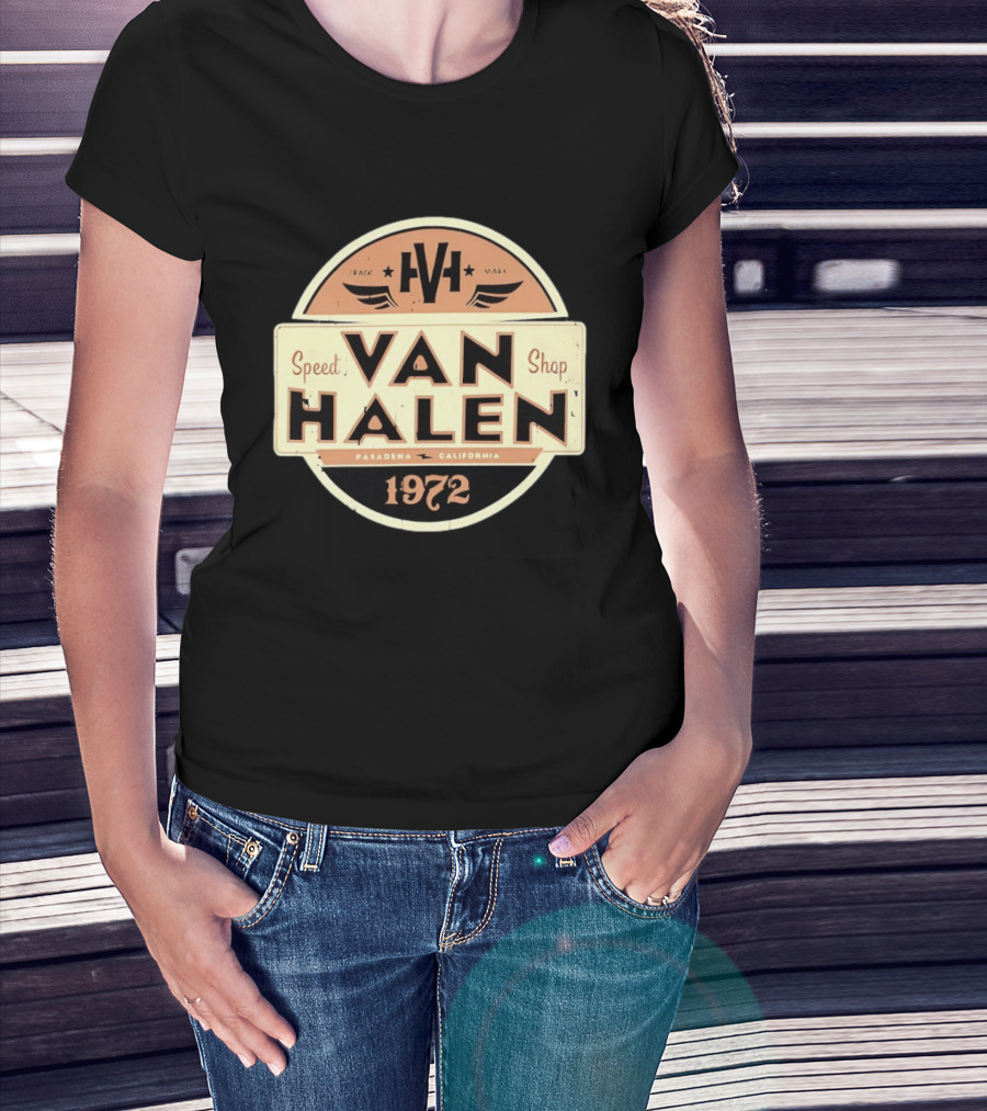Van Halen Speed Shop Pasadena California 1972 T-Shirt