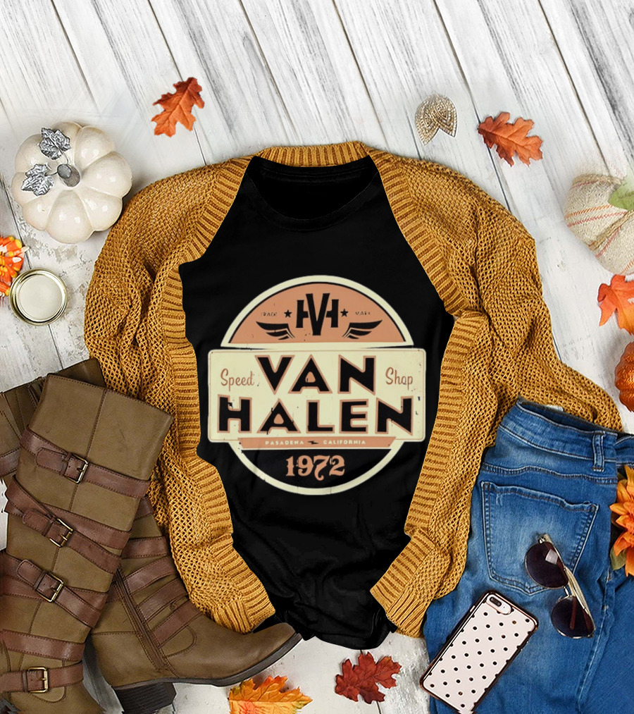 Van Halen Speed Shop Pasadena California 1972 T-Shirt