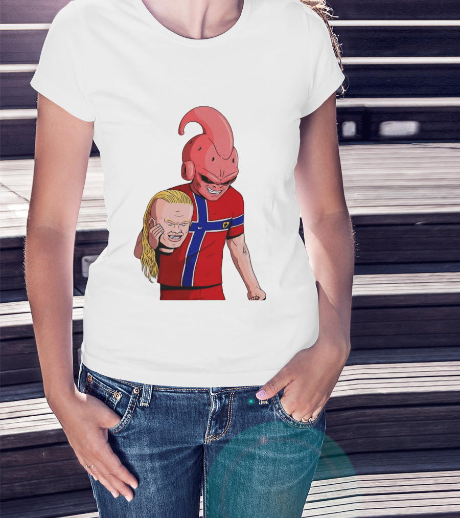 Majin Buu Holding Erling Haaland With Norway Football Jersey T-Shirt