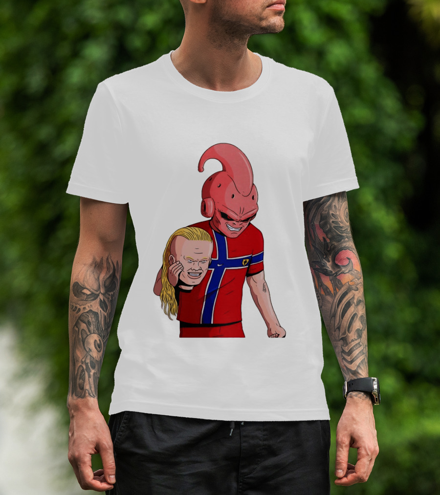 Majin Buu Holding Erling Haaland With Norway Football Jersey T-Shirt