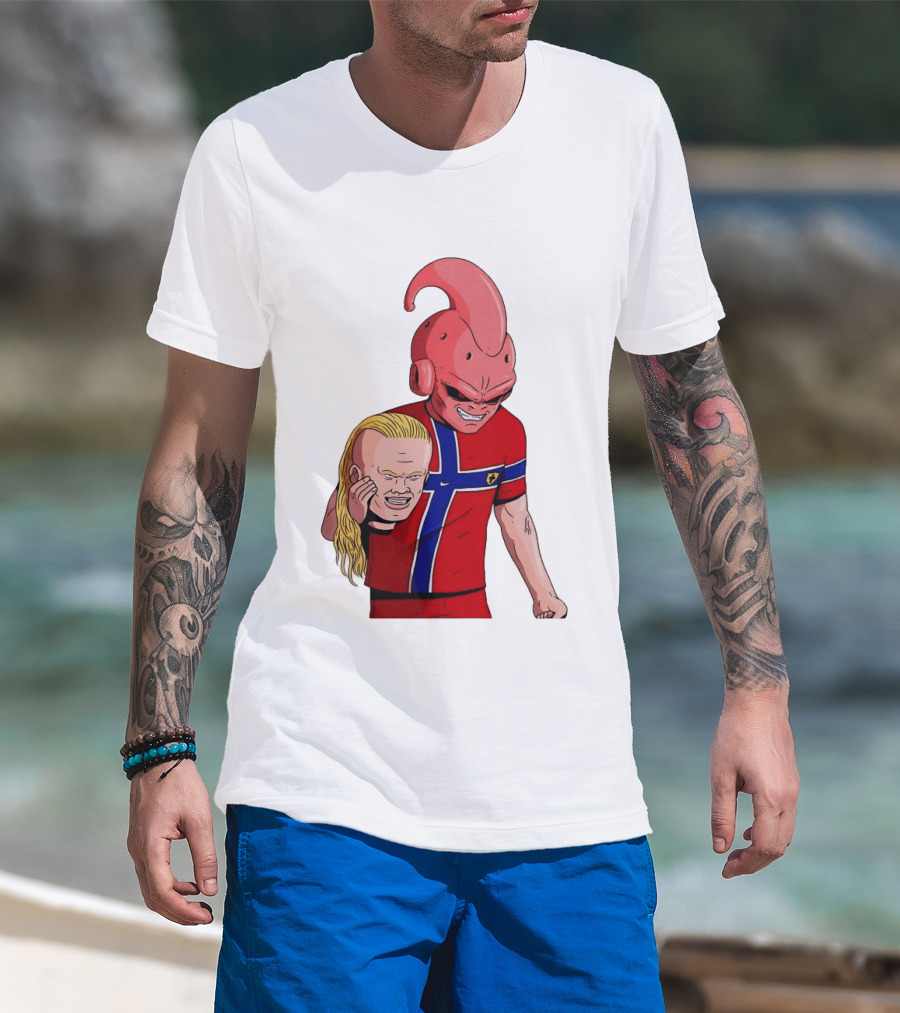Majin Buu Holding Erling Haaland With Norway Football Jersey T-Shirt
