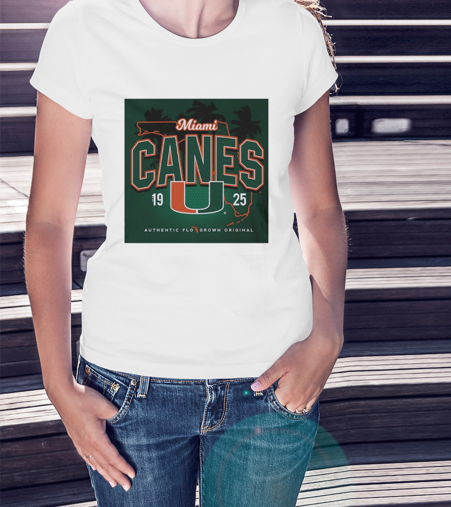 Miami Hurricanes Canes U Authentic Flo Grown 1925 Palm Trees T-Shirt