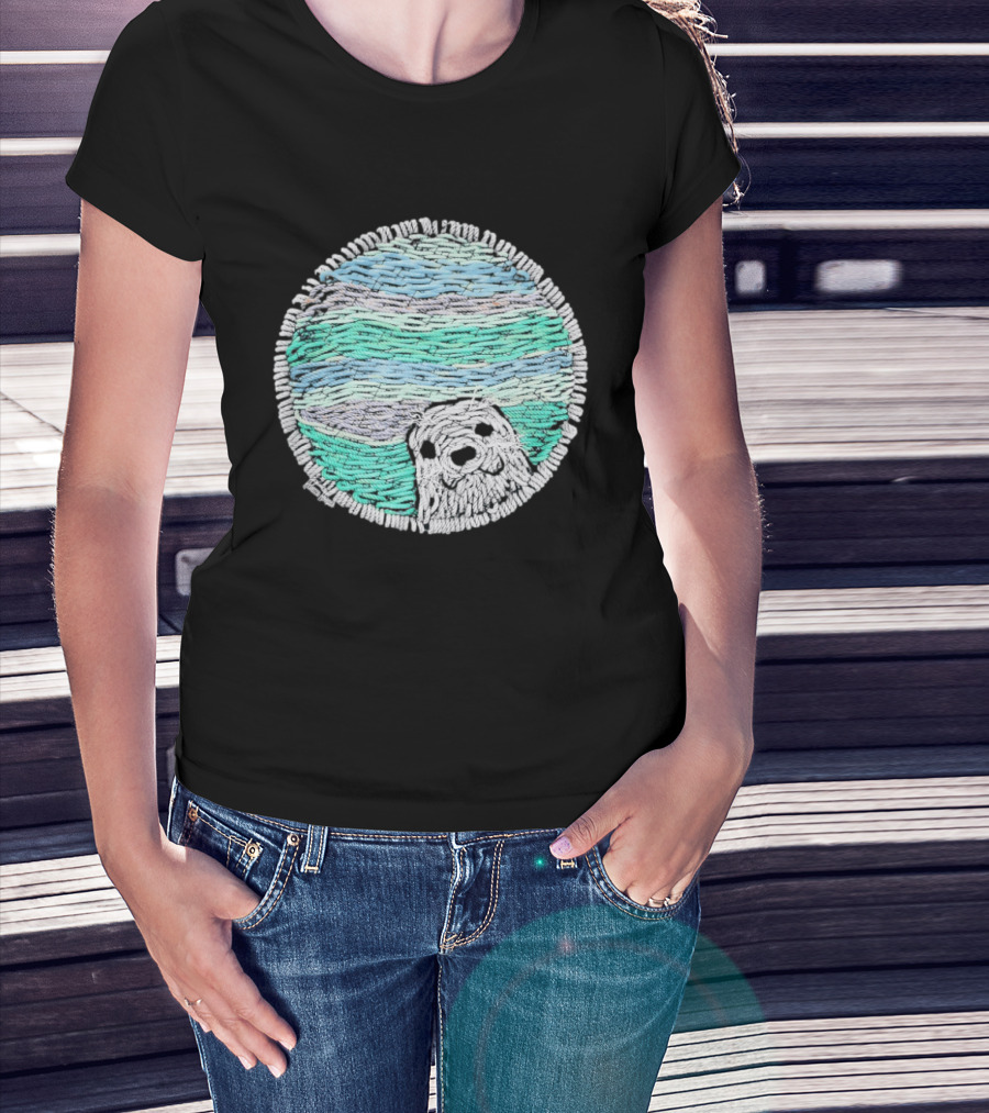 Woven Yarn Seal Ocean Colors Embroidery T-Shirt