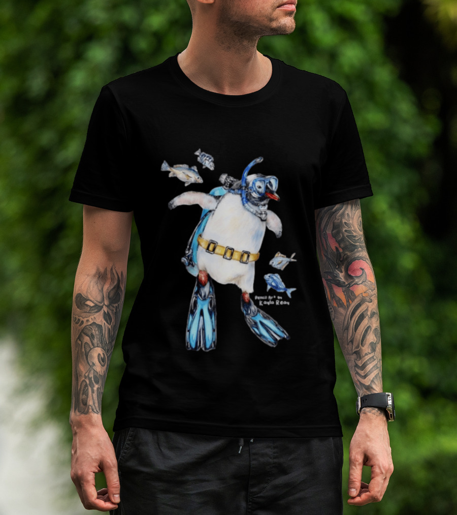 Sullivan The Scuba Diver Penguin By Kayla Reay T-Shirt