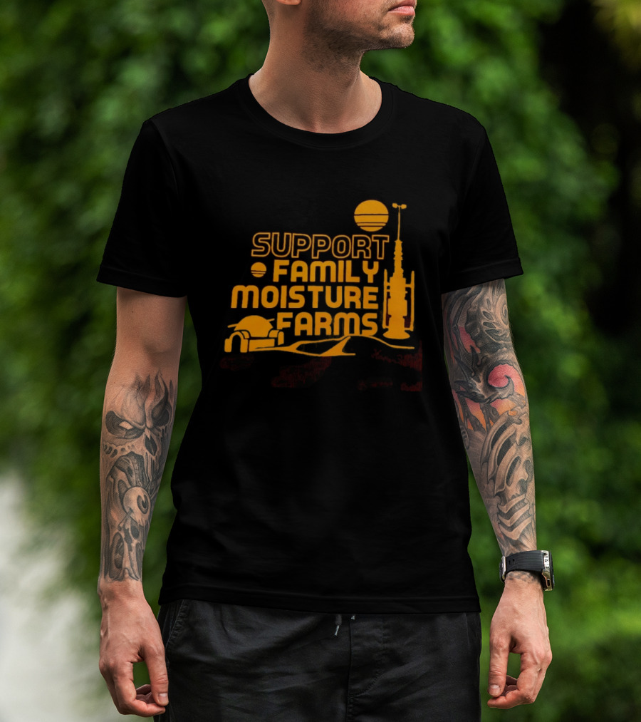 Support Family Moisture Farms Tatooine Landspeeder Sunset Scene T-Shirt