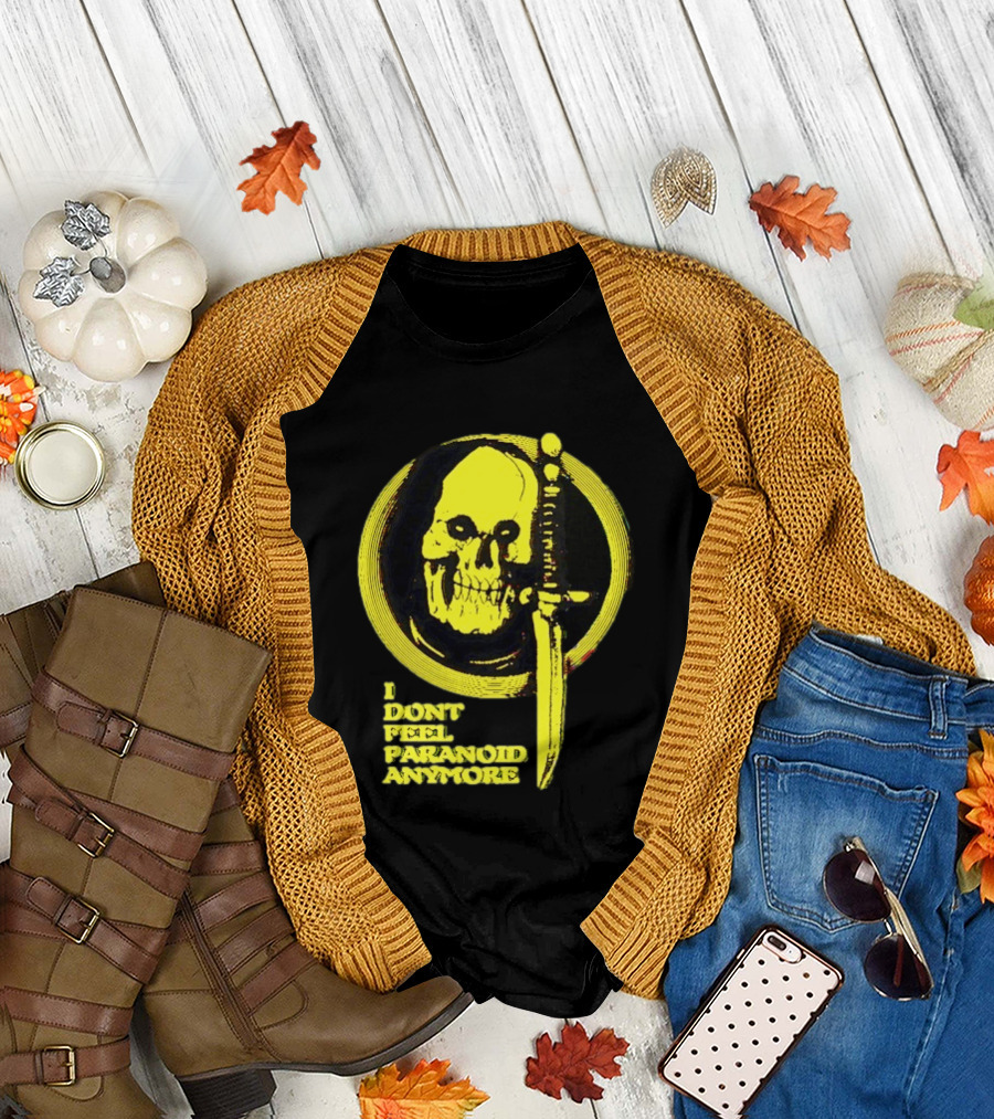 I Don't Feel Paranoid Anymore Skull Dagger Retro Horror Vibe T-Shirt