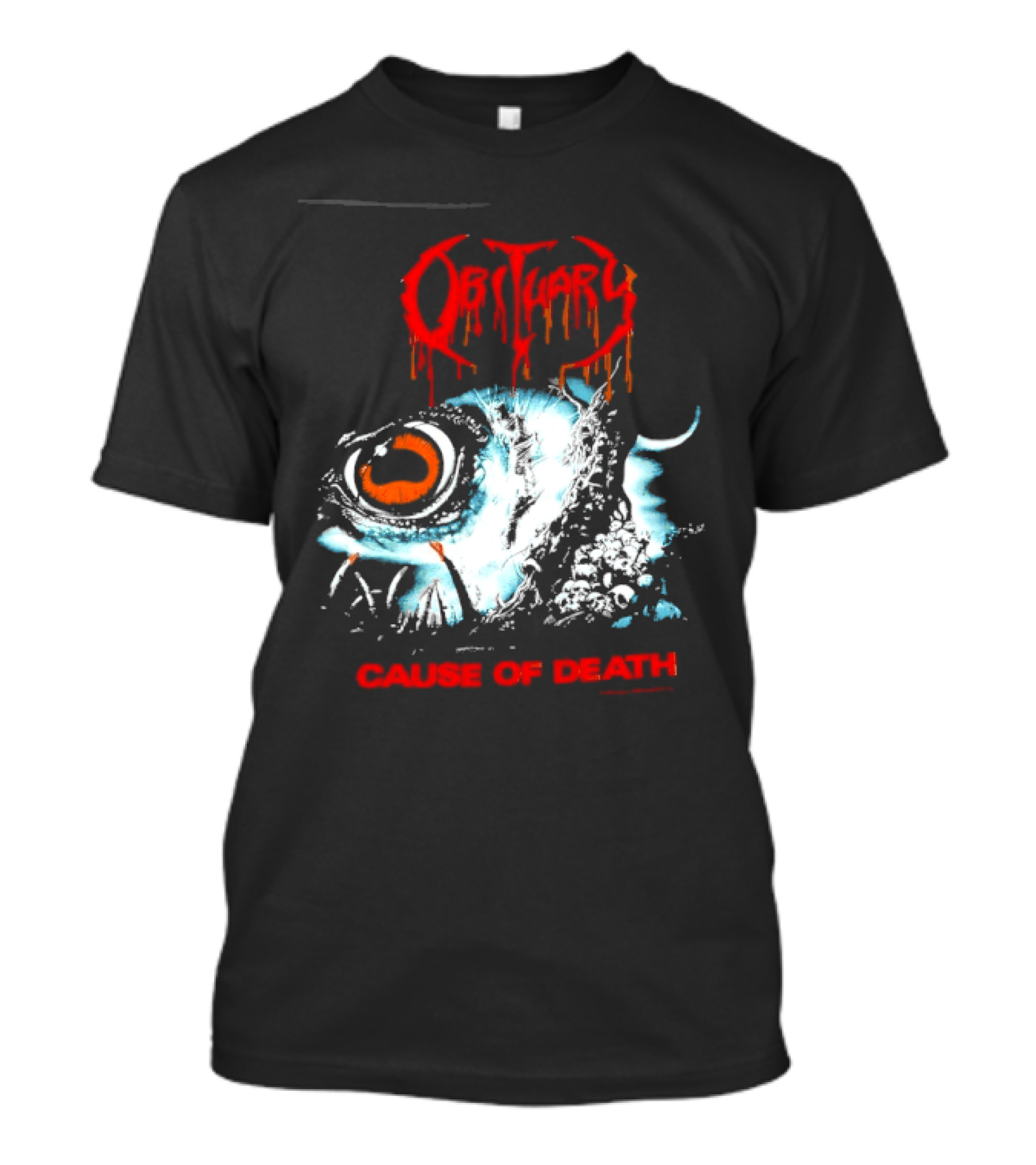 Obituary Cause Of Death Eye Metal Band With Orange Red T-Shirt