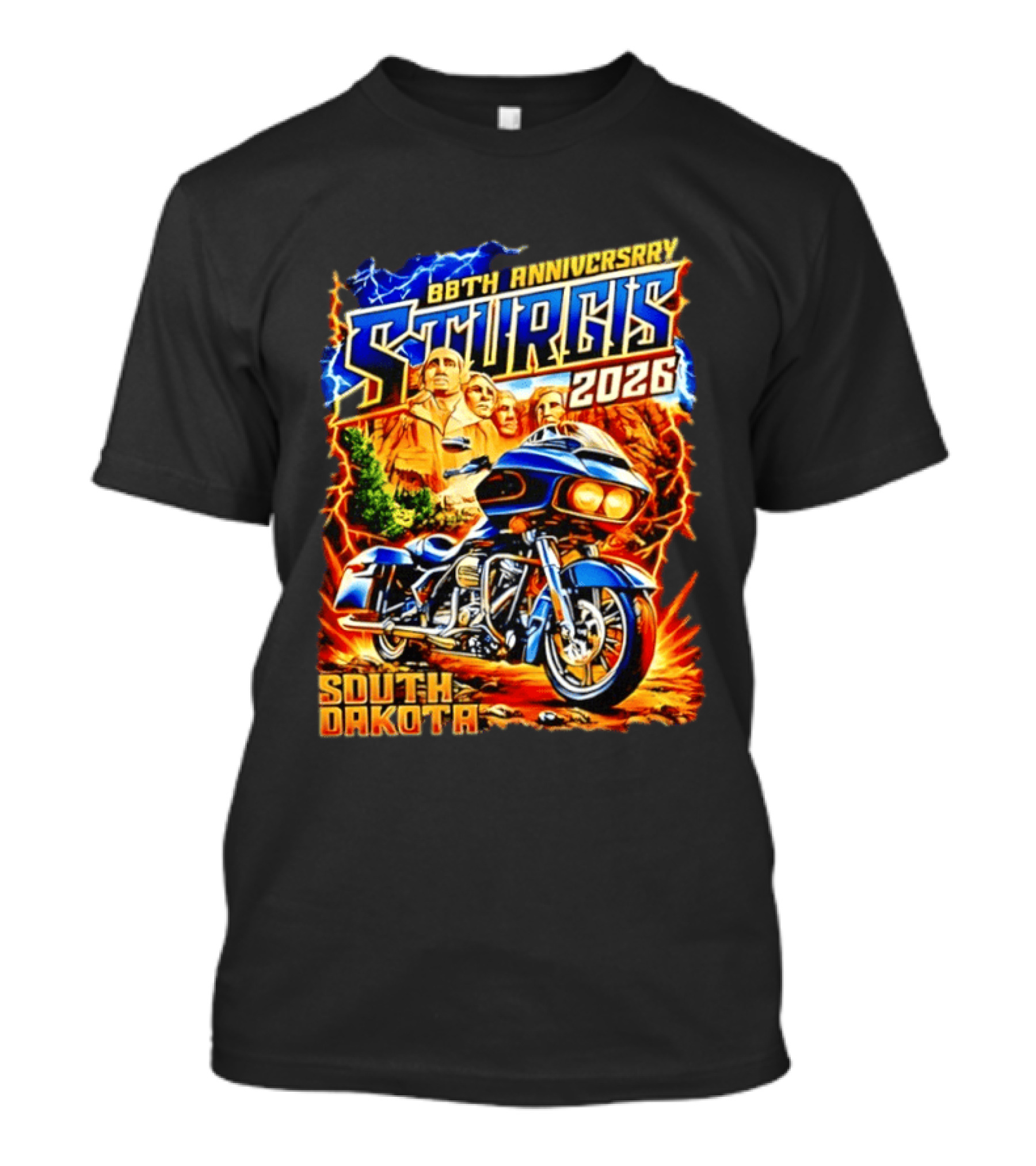 88th Anniversary Sturgis 2026 South Dakota Motorcycle Mount Rushmore T-Shirt