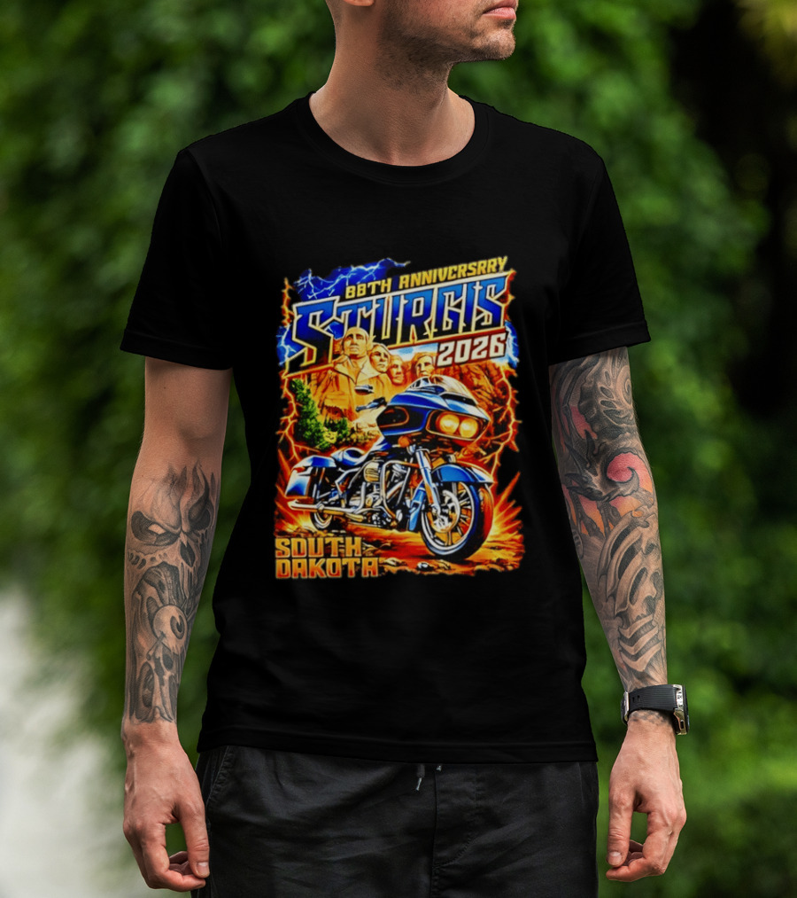 88th Anniversary Sturgis 2026 South Dakota Motorcycle Mount Rushmore T-Shirt