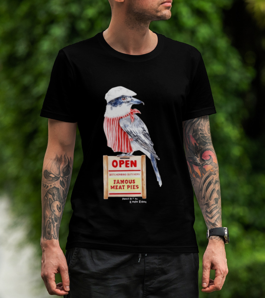 Basil The Butcher Bird Open Butcherbird Butchers Famous Meat Pies Display T-Shirt