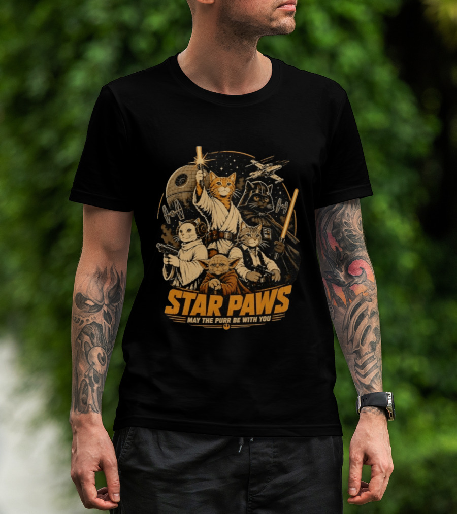 Star Paws May The Purr Be With You Cat Jedi Warriors Star Wars T-Shirt