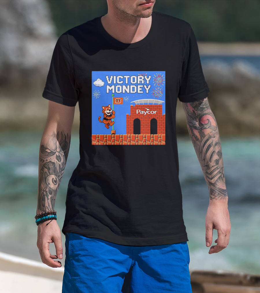 Cincinnati Bengals Victory Mondey Pixel Art Tiger Paycor Stadium Celebration T-Shirt