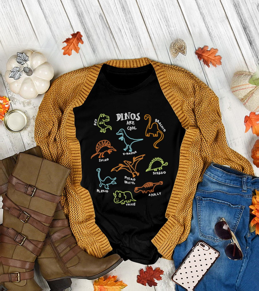 Dinos Are Rex Brachio Cool V Raptor Spino Ptero Pactyl Steggo Plesio Ankly Trice T-Shirt