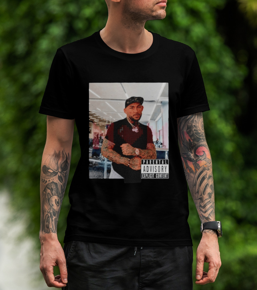 Dustin Poirier Parental Advisory Explicit Content Indoors Tattooed Man With Chain And T-Shirt