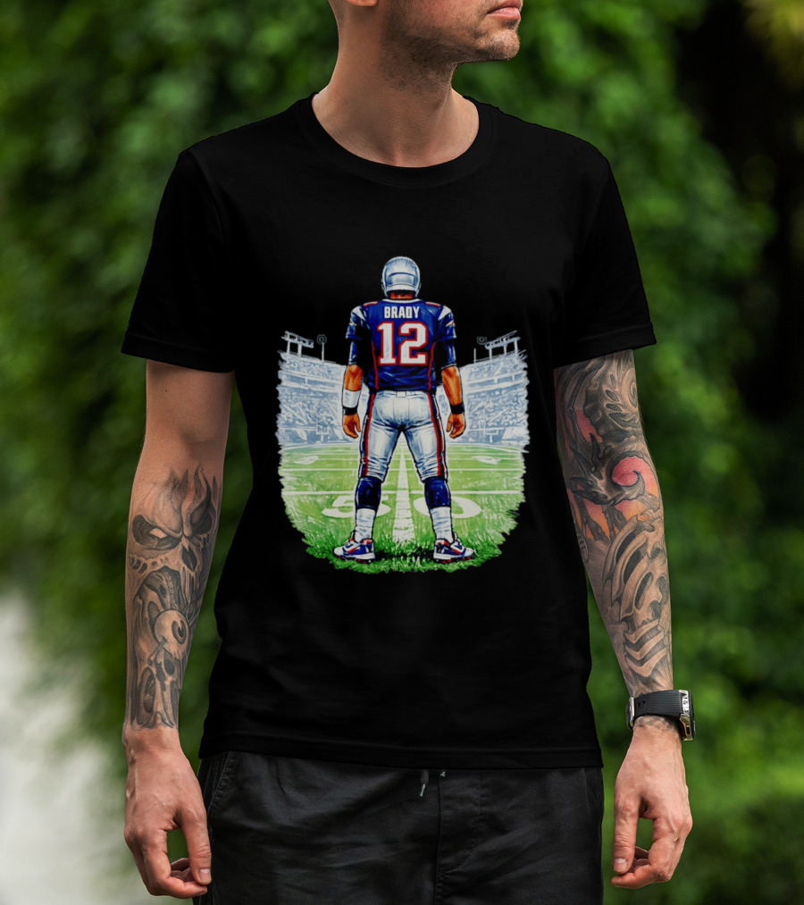 Brady 12 New England Patriots Football Stadium Back View T-Shirt