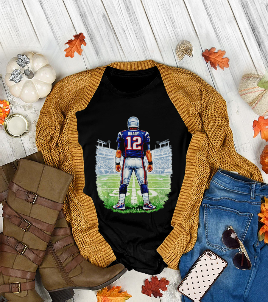 Brady 12 New England Patriots Football Stadium Back View T-Shirt