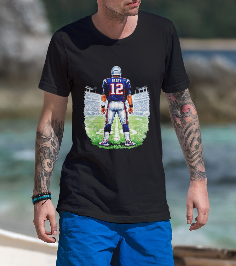 Brady 12 New England Patriots Football Stadium Back View T-Shirt