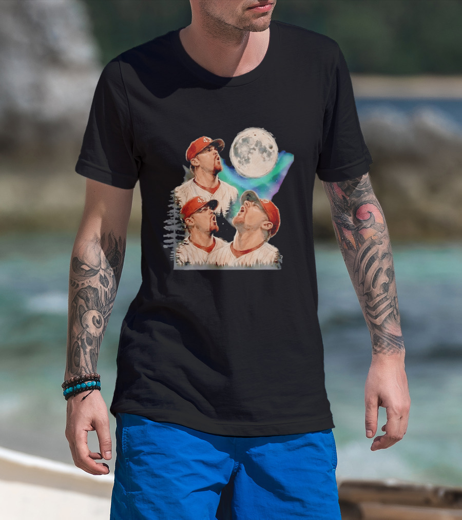 Baseball Player 43 Moon Howling Forest T-Shirt
