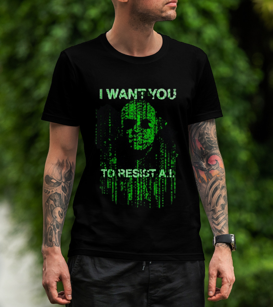 I Want You To Resist AI Matrix Skull T-Shirt