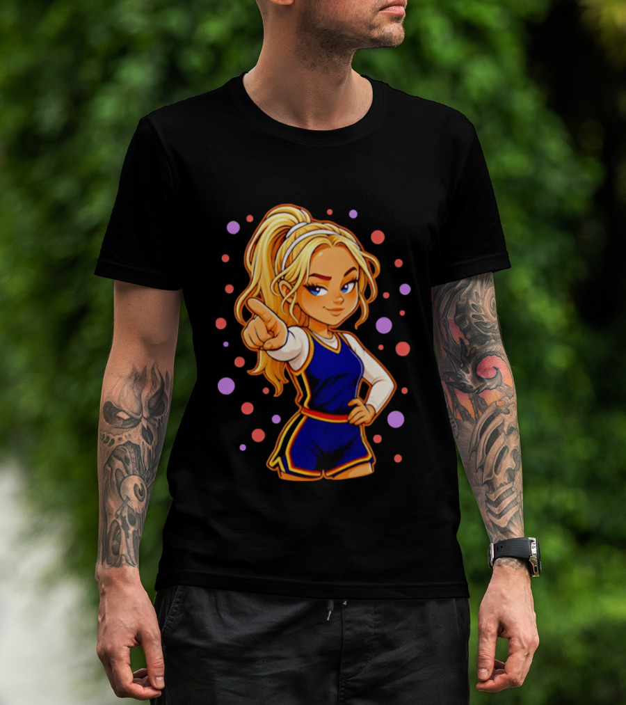 Chibi Sophie Cunningham Pointing In Basketball Uniform With Ponytail T-Shirt
