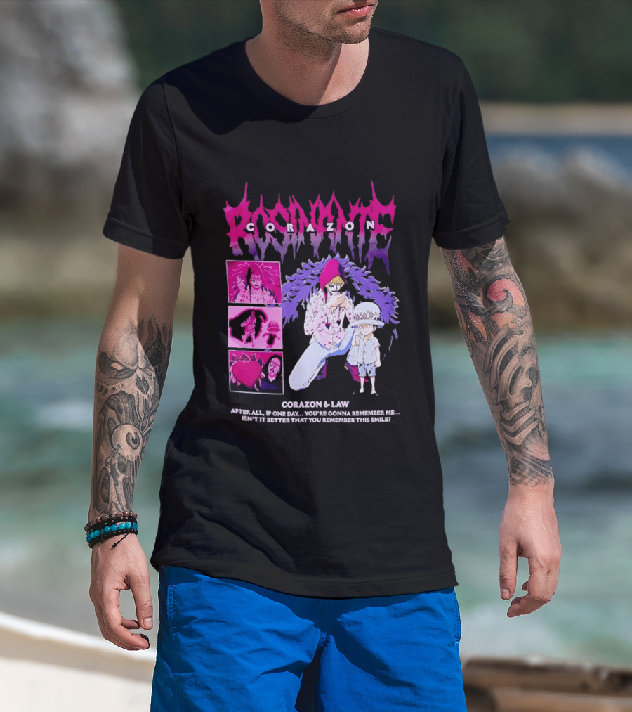 Corazon And Law One Piece After All If One Day You're Gonna Remember Me Smile Manga T-Shirt