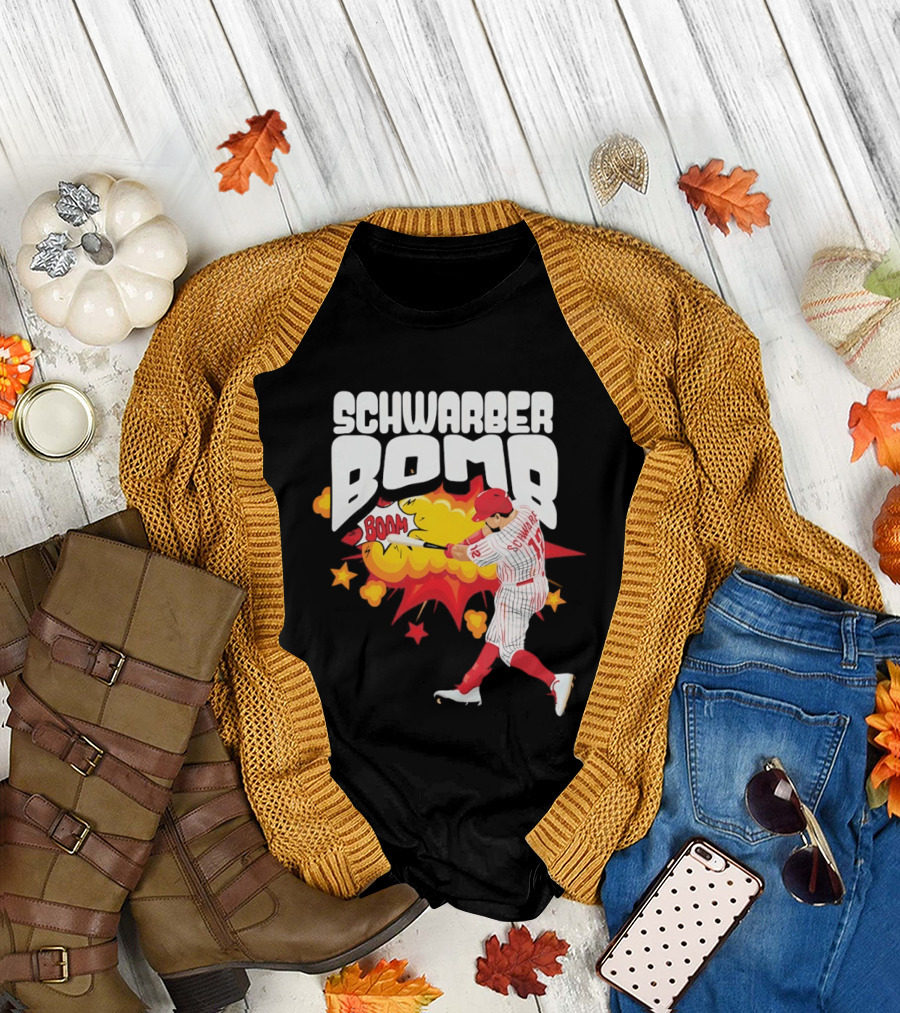 Schwarber Bomb Boom Baseball Philadelphia Phillies Player Action T-Shirt