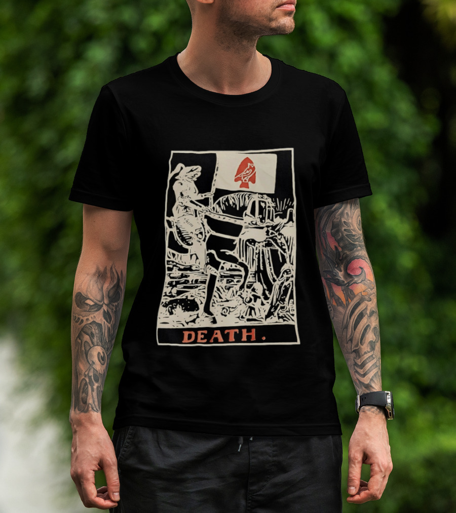 Death Tarot Card Knight Arrowhead Symbol Flag T-Shirt