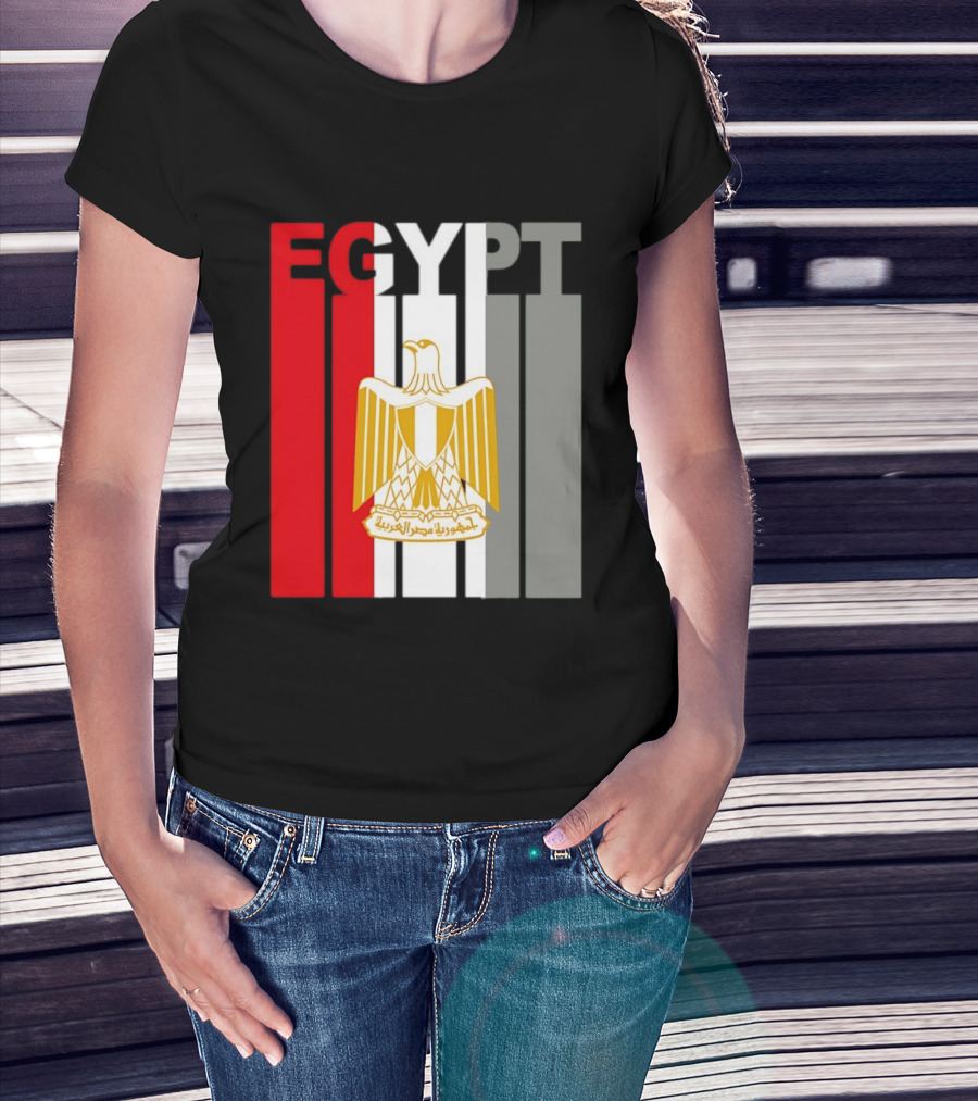 Egypt Flag Colors With Eagle Coat Of Arms T-Shirt