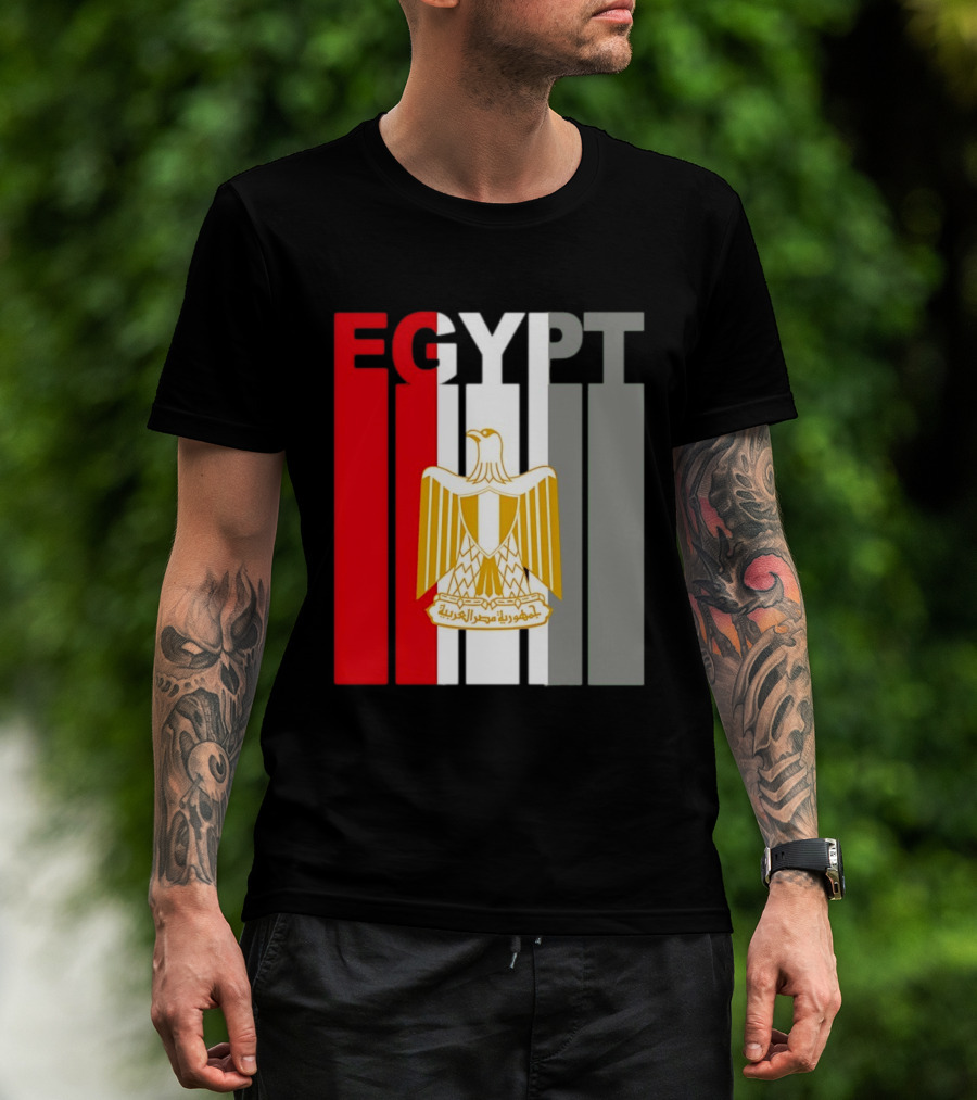 Egypt Flag Colors With Eagle Coat Of Arms T-Shirt