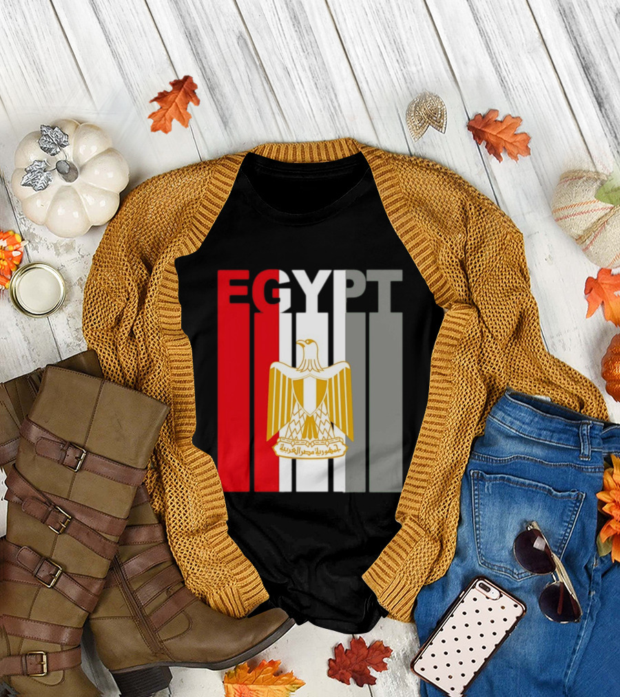 Egypt Flag Colors With Eagle Coat Of Arms T-Shirt
