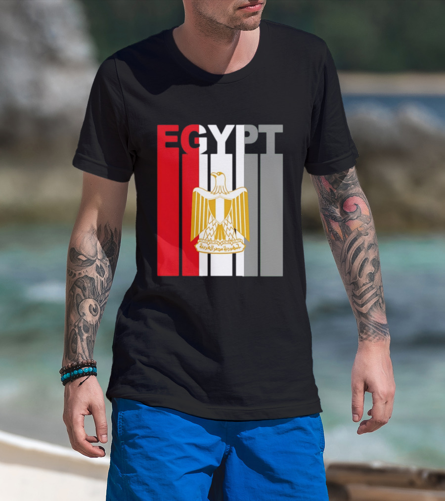 Egypt Flag Colors With Eagle Coat Of Arms T-Shirt
