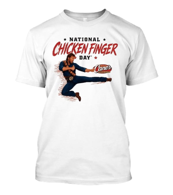 National Chicken Finger Day Chuck Norris Kicking Raising Cane's Promo T-Shirt