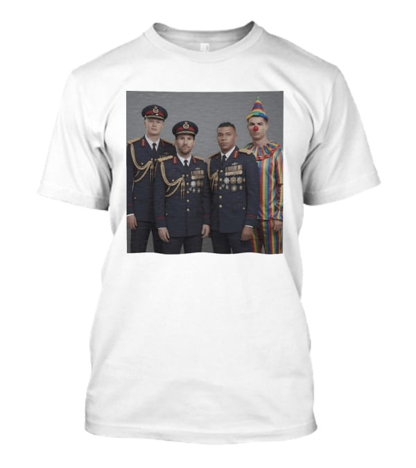 Erling Haaland Lionel Messi Kylian Mbappé Cristiano Ronaldo Military Clown Mashup T-Shirt