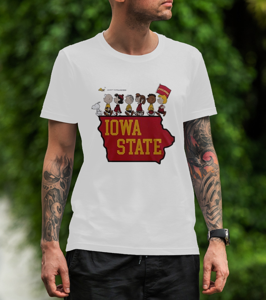 Iowa State Cyclones Peanuts Characters Marching With Snoopy And Friends T-Shirt