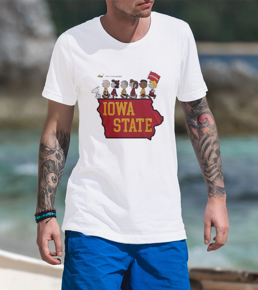 Iowa State Cyclones Peanuts Characters Marching With Snoopy And Friends T-Shirt
