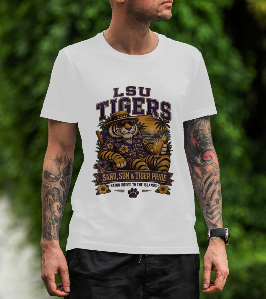 LSU Tigers Sand Sun And Tiger Pride Baton Rouge To The Islands T-Shirt