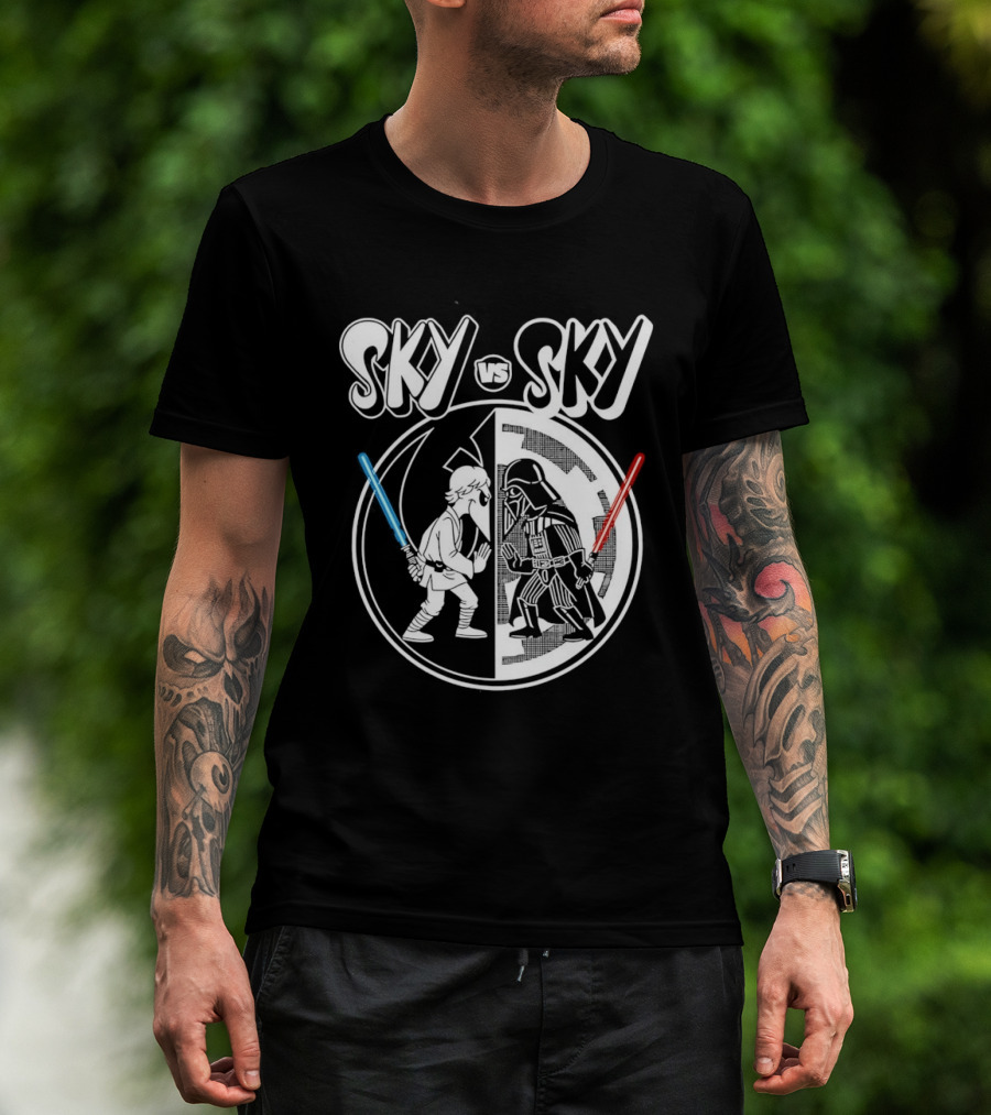 Sky Vs Sky Luke Skywalker Darth Vader Lightsaber Duel T-Shirt