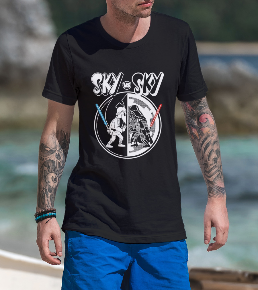Sky Vs Sky Luke Skywalker Darth Vader Lightsaber Duel T-Shirt