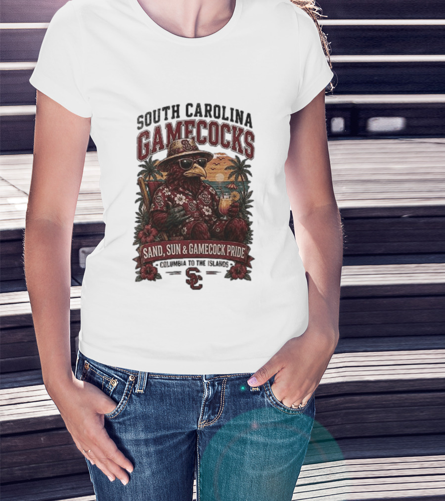 South Carolina Gamecocks Sand Sun Gamecock Pride Columbia Tropical Paradise T-Shirt