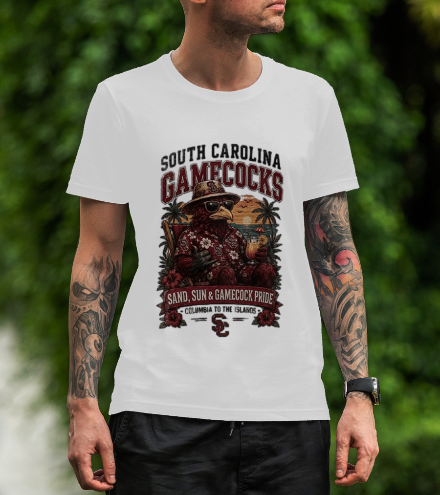 South Carolina Gamecocks Sand Sun Gamecock Pride Columbia Tropical Paradise T-Shirt