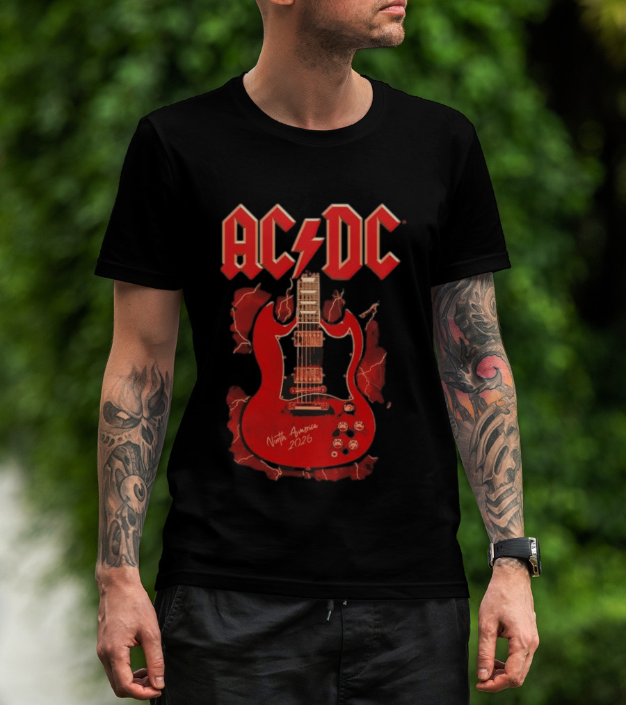 ACDC PWR Up Tour 2026 North America Angus Guitar Electro T-Shirt
