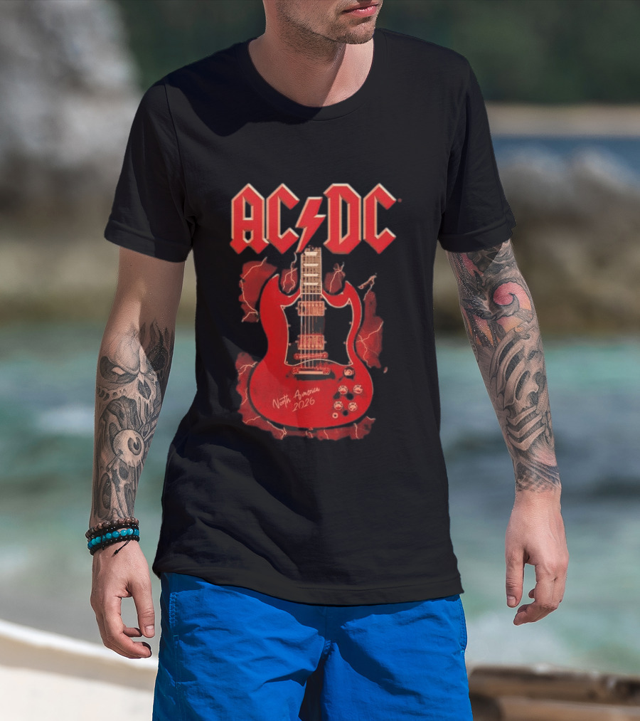 ACDC PWR Up Tour 2026 North America Angus Guitar Electro T-Shirt