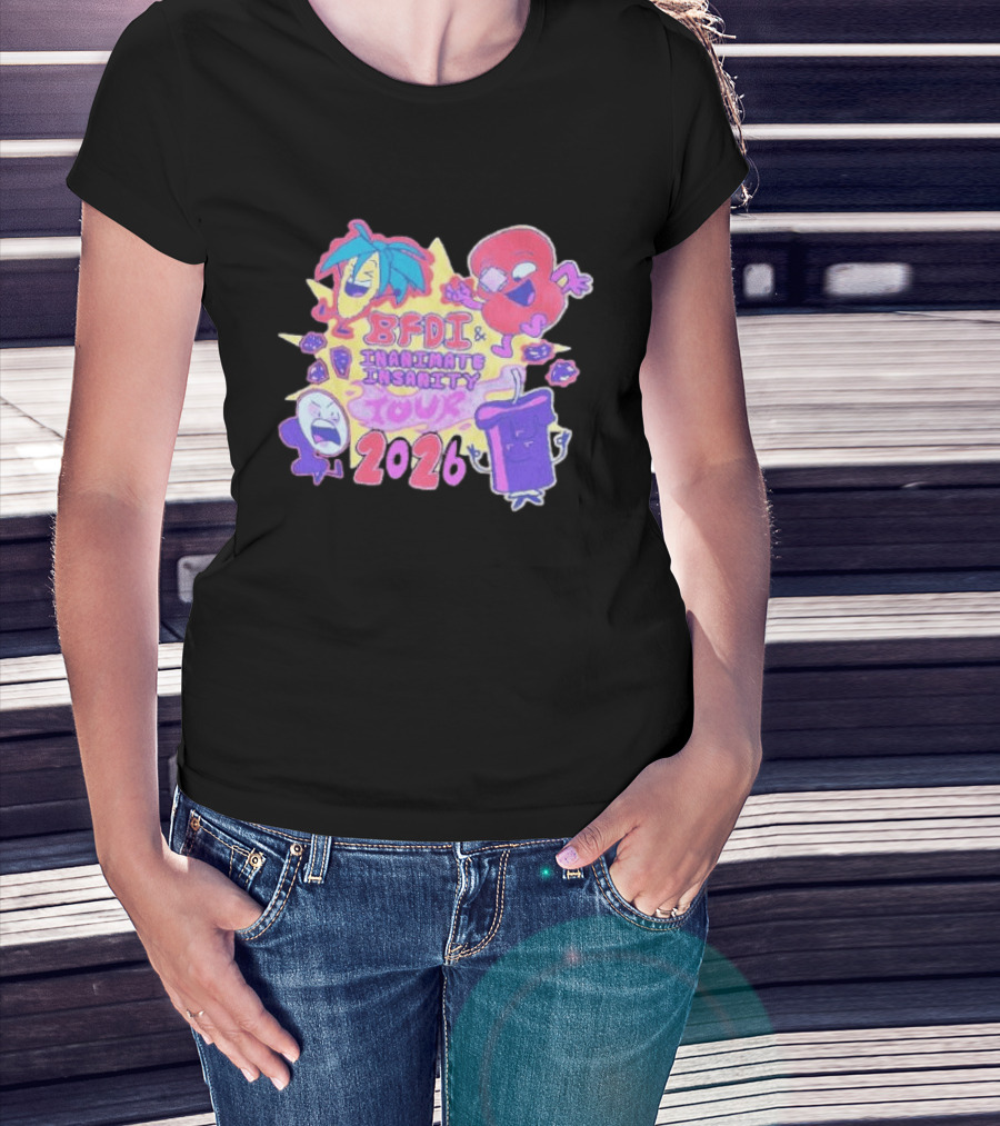 BFDI & Inanimate Insanity Tour 2026 Characters And Fun Adventure T-Shirt